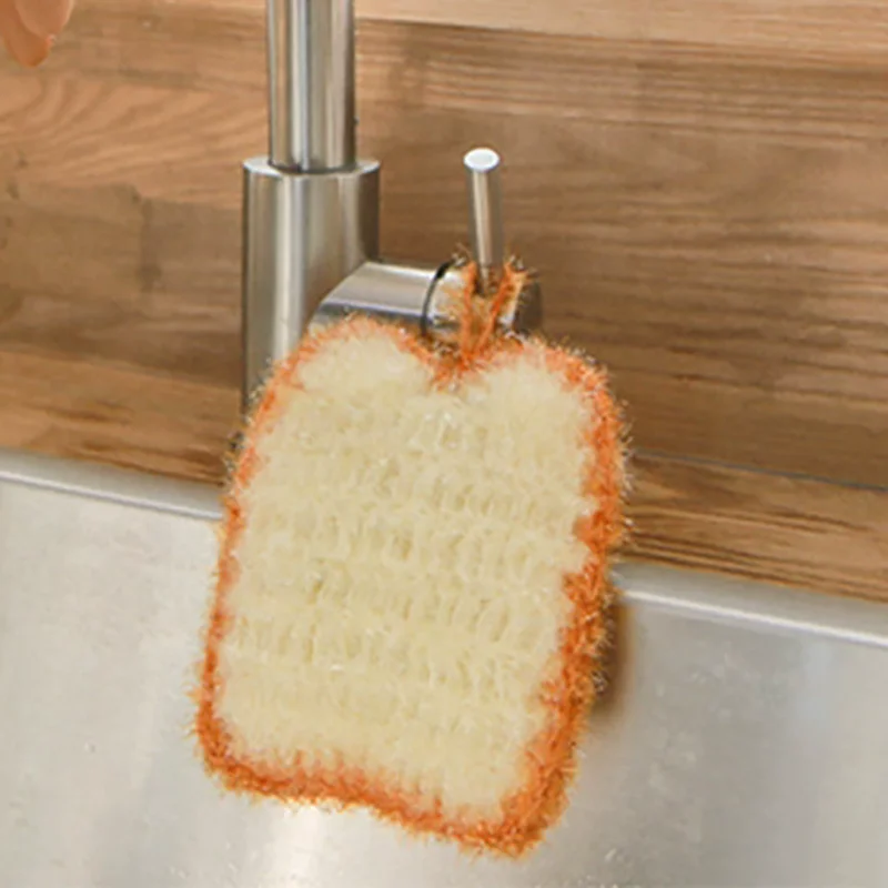 Dishwashing Cloth Wet and Dry Reusable Scrubbing Pads Dishcloth Towels Clean Non Scratch Dishcloth Kitchen Bread Slices Shape