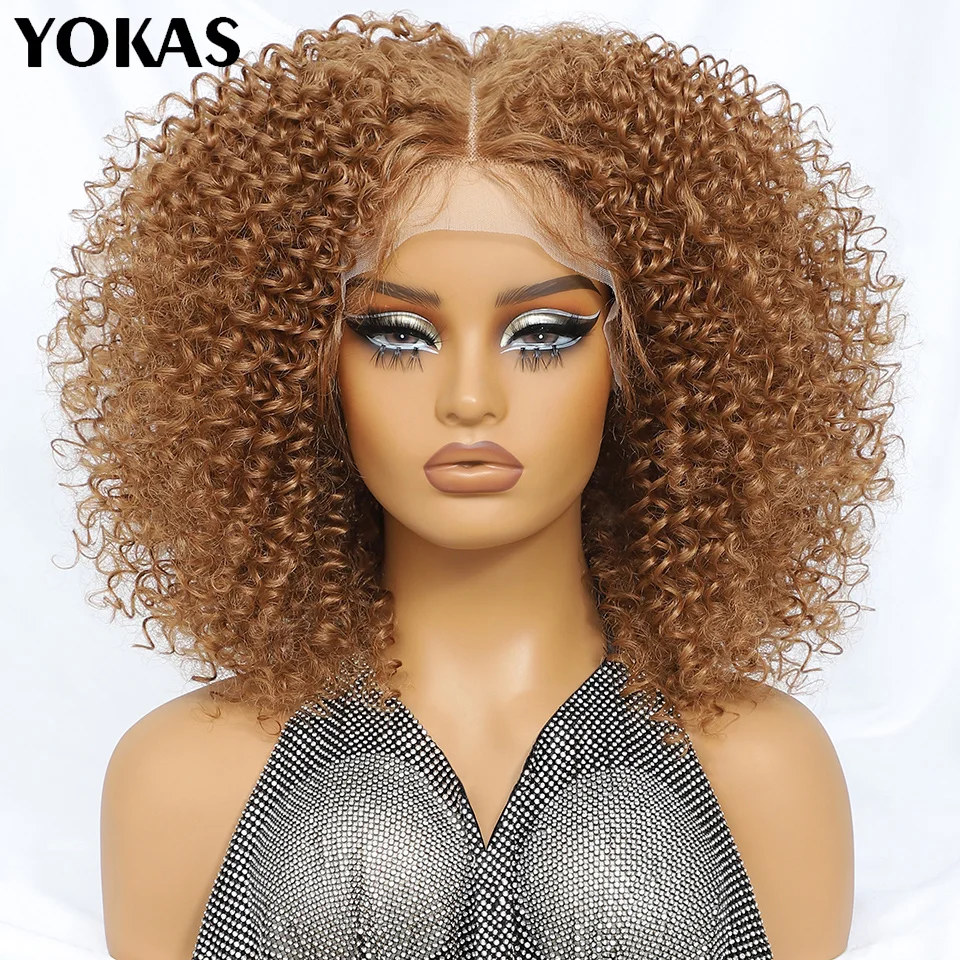 

Кудрявый вьющийся парик спереди, синтетический 14-дюймовый 13X5X1,5 дюймов, женский парик спереди, высокотемпературное волокно, блондинка, черный парик для афро