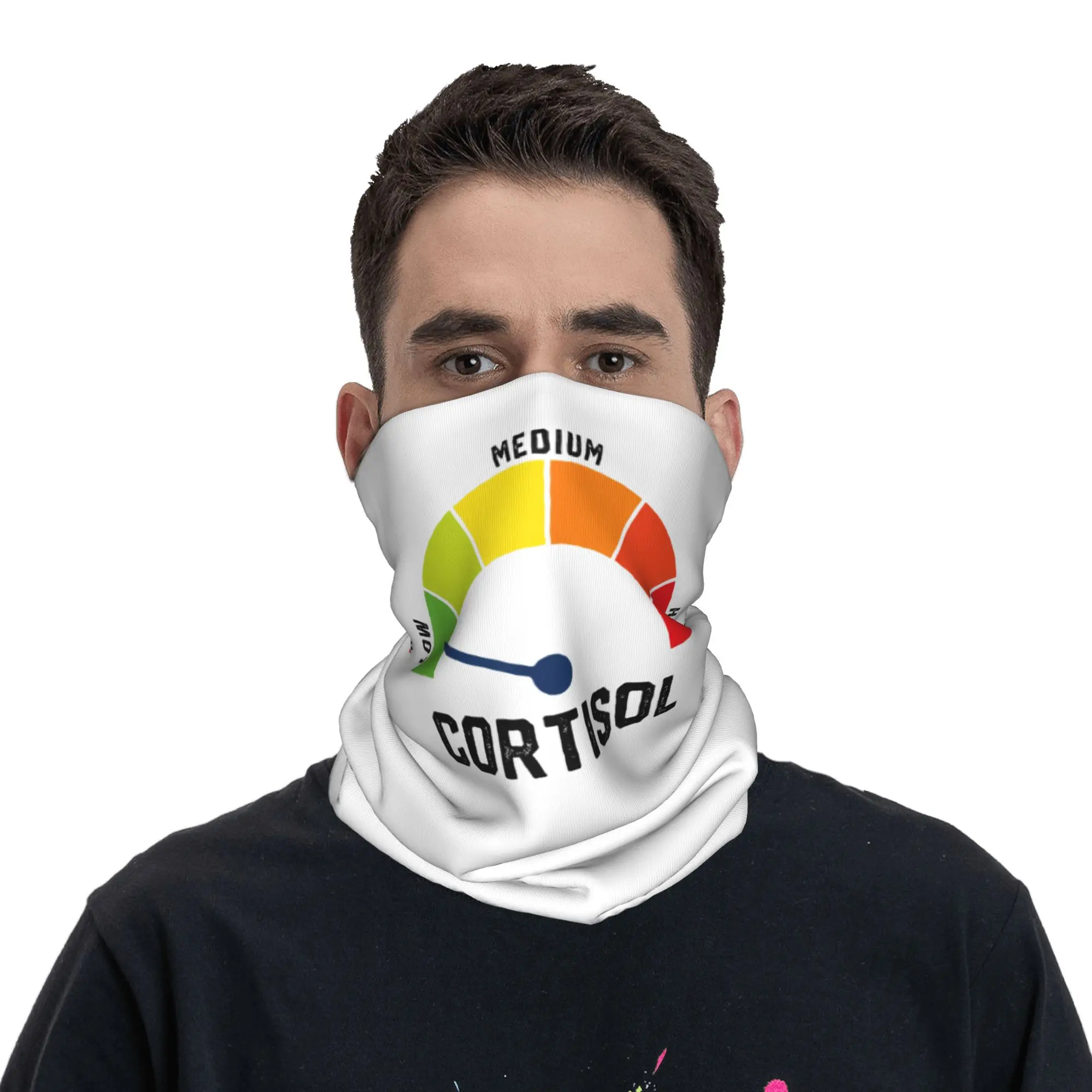 Low Cortisol Levels V Meme Funny Bandana Neck Cover Balaclavas Wrap Scarf Printed Science Wellness Hiking for Men Women Adult
