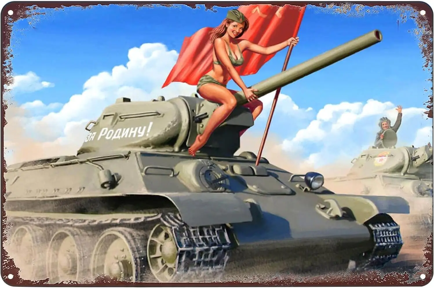 Plaque murale décorative en métal Pin-up Girl Tank, affiche en étain Hot Woman, pour la maison, bar, pub, club, café, man cave, garage, salle de bain, 8 signes