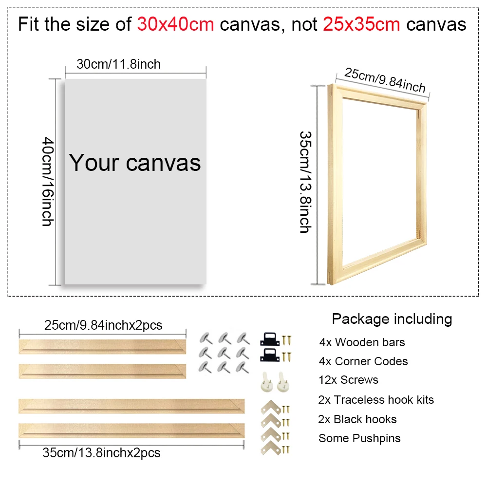 40X60 50X70 60X90 60X120 Diy Houten Frame Kit Voor Canvas Olieverf Frame Staven Hout Frame Voor Diamond Painting Muurkunst Frame