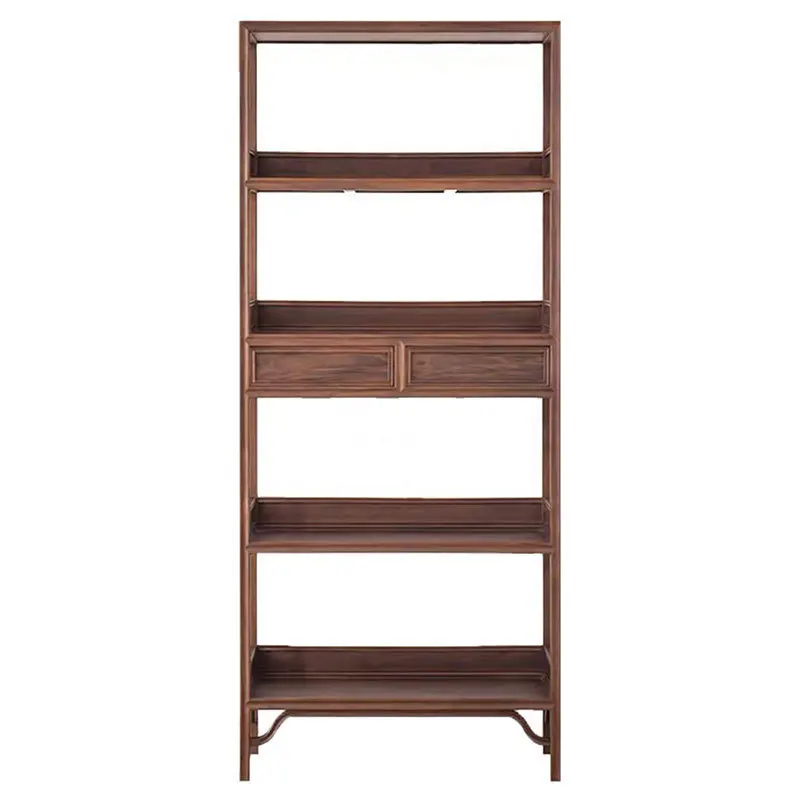 

Black walnut bookshelf combination whole house paint-free elm Zen Bogu shelf Chinese-style