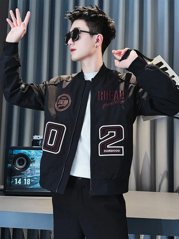 

Faionable Men's Baseball Collar Jaet Spring Autumn New Sle Trendy Brand Haome High-End Feeling Flight Suit Jaet