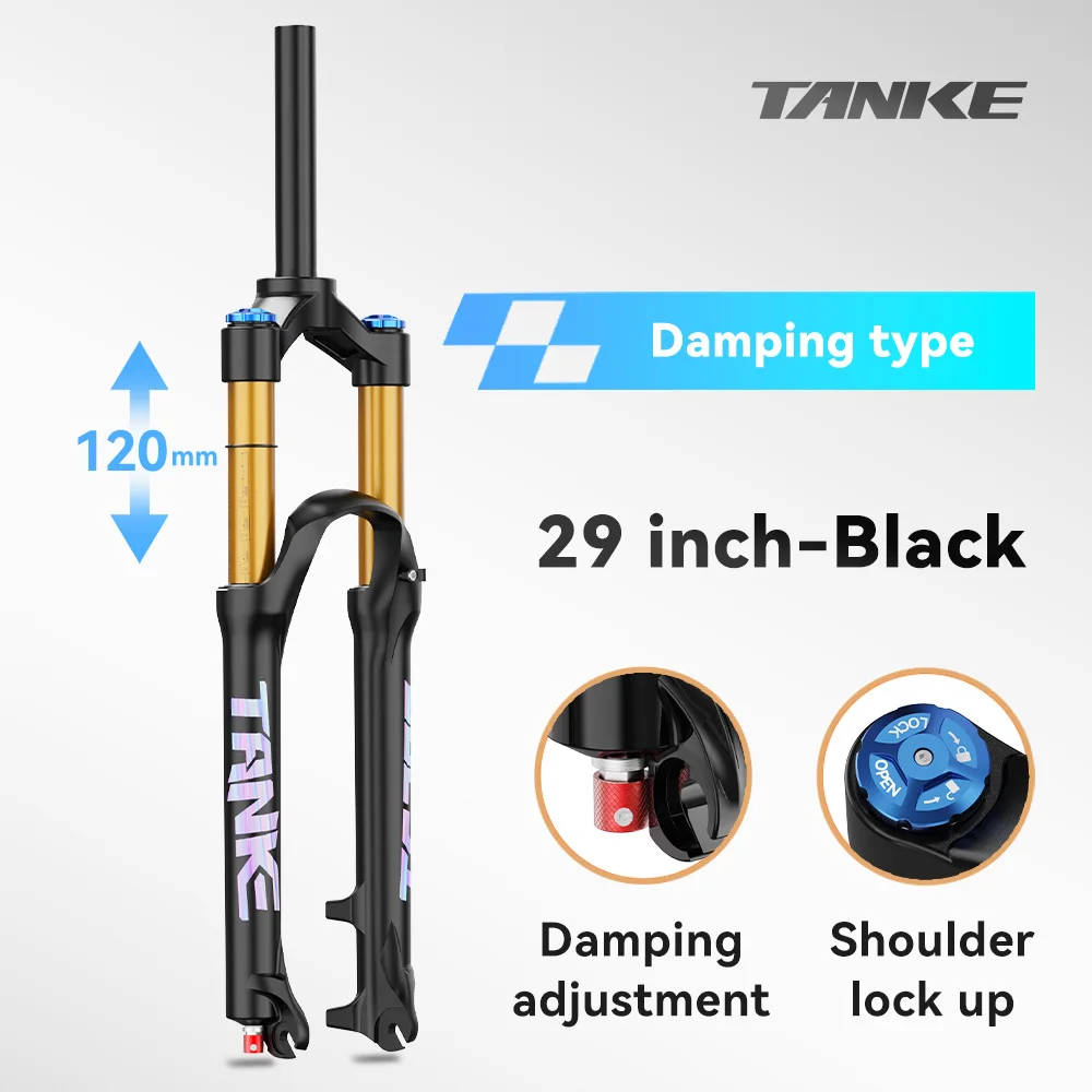 TANKE Bicycle Air Fork Rebound Adjustable MTB Front Suspension 26