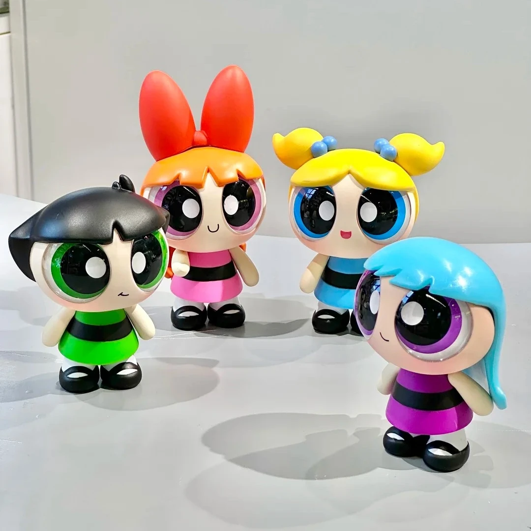 Kawaii The Powerpuff Girls Figurine Doll Blind Box Plush Vinyl Doll Backpack Key Chains Pendant Hansel