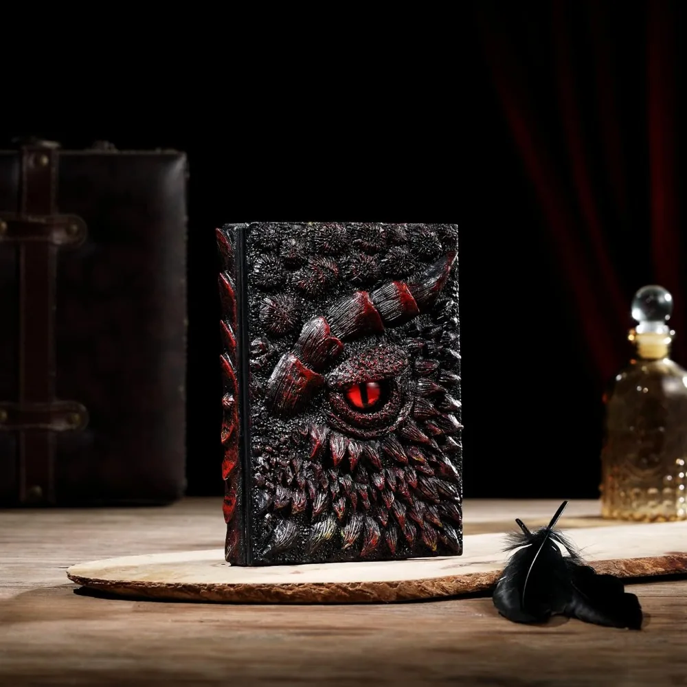 3D longan embossed dragon journal writing notebooks for men and women manual travel journal notebook lovers resin carved noteboo