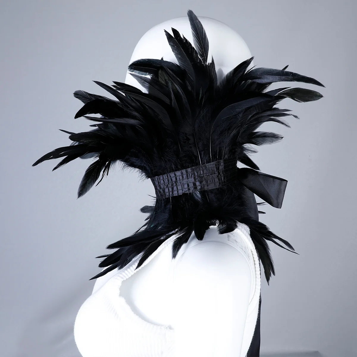 Gothic Style Neck Scarves Woman Wedding Party Shawl Dress Cape Halloween Turkey Snood Women White Scarf Y2k Shawls Feather