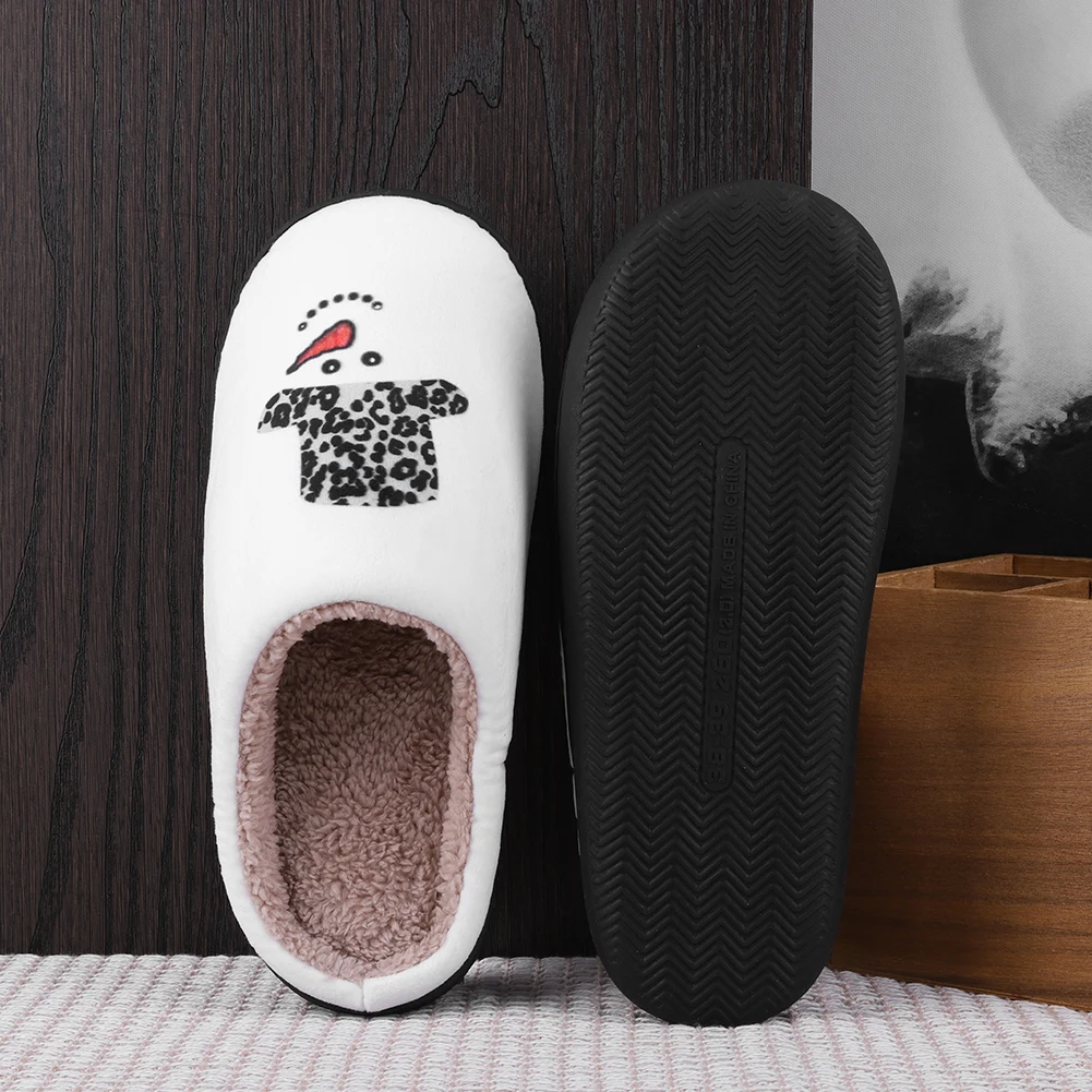 

Christmas Snowman Slippers Anti Slip Plush Home Slippers Warm Slip-on House Shoes Leopard Hat Snowman Slippers for Autumn Winter