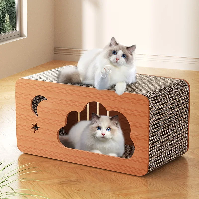 Pet Cat Scratch Board House Pet Kennel Multifunctional Cat Nest Toy Cat Scratcher Bed Interactive Cat Scratcher Cardboard