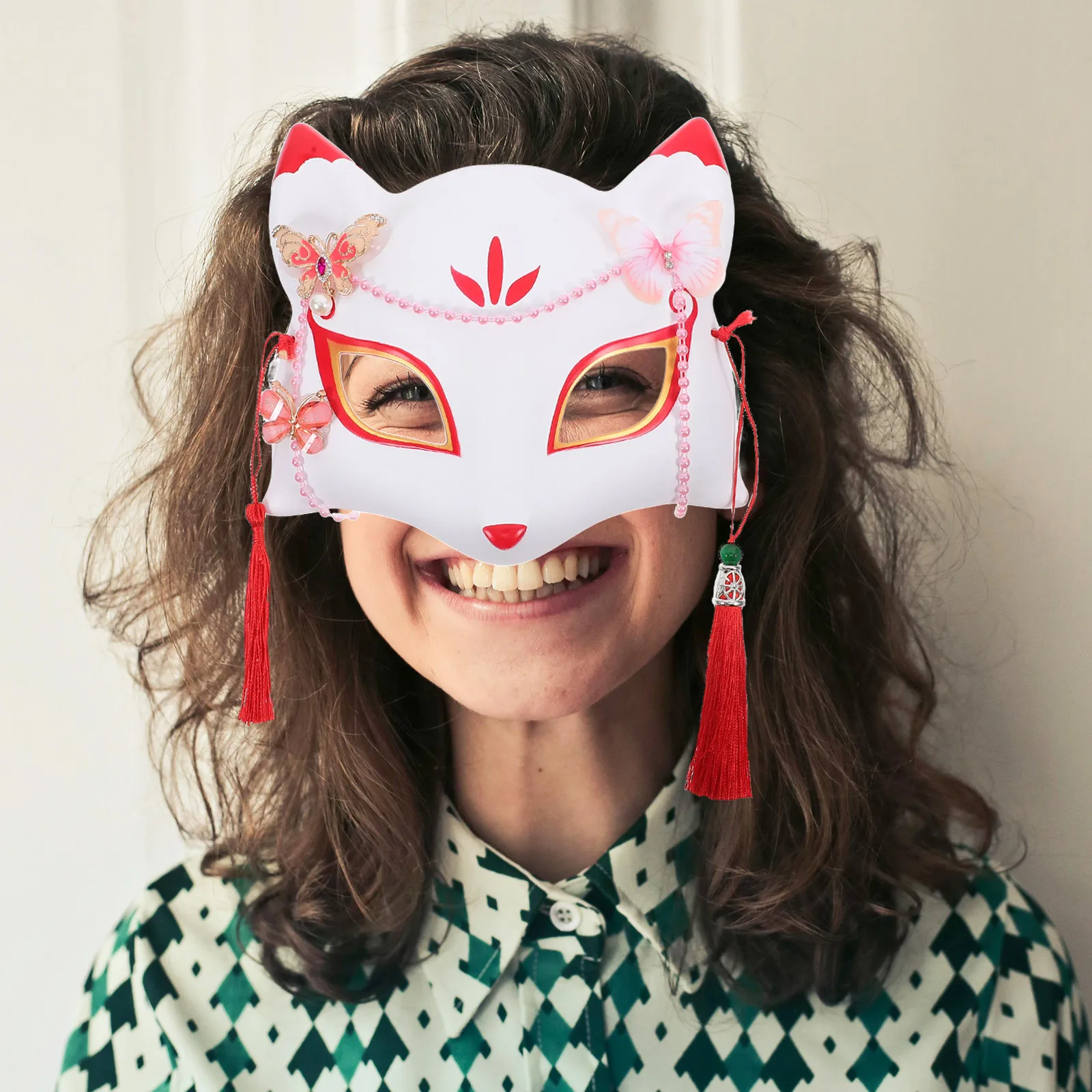 Fox Half Mask Lightweight Comfortable Masquerade Cosplay Decorative Prop Fits Most Faces Halloween Costumes
