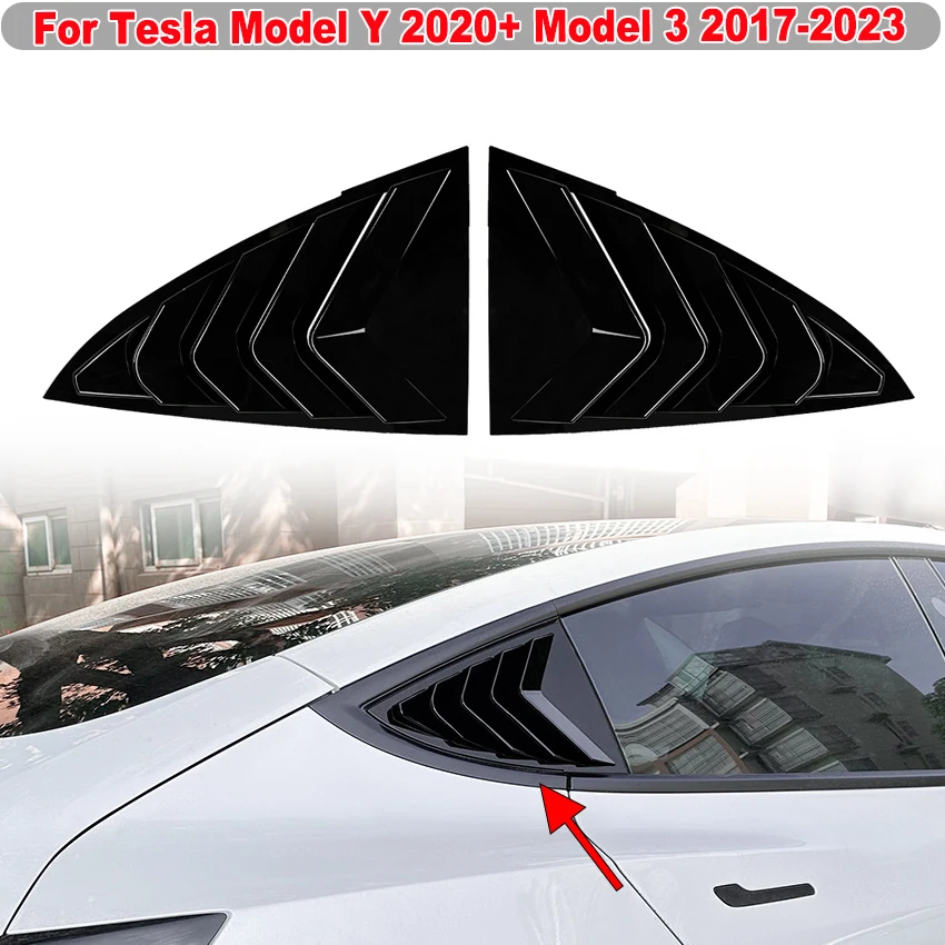 

For Tesla Model Y 2020+ Model 3 2017-2023 Rear Window Blinds Side Tuyere Louvers Stickers Trim Cove Air Vent Car Accessories