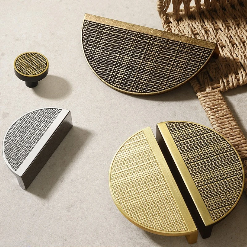 

Chinese-style cabinet door pull Striped semi-circular wardrobe cupboard handle Zinc-alloy drawer pull Kitchen furniture handle