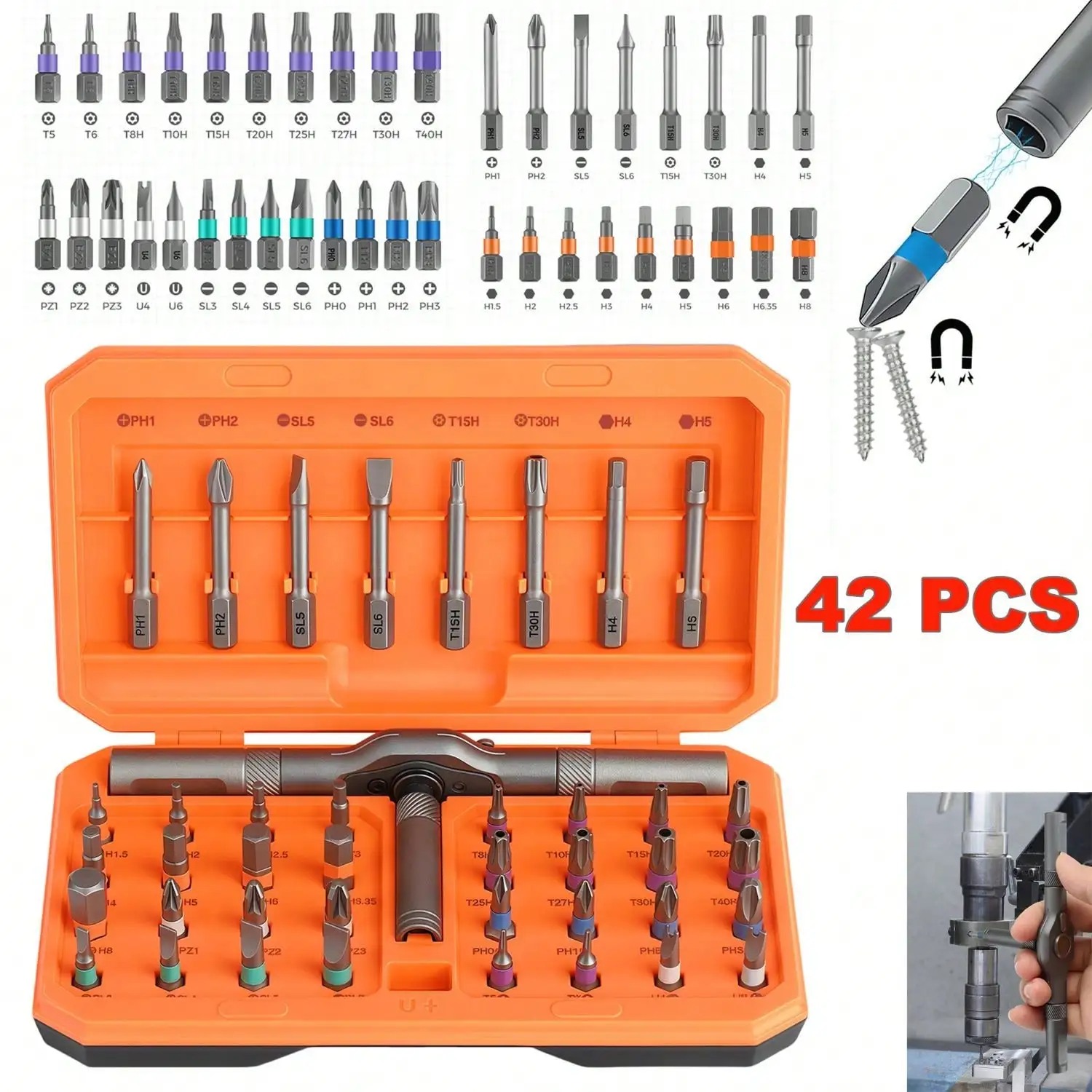 

Набор магнитных отверток 42 в 1, многофункциональный набор отверток с трещоткой и футляром для хранения, набор инструментов для ремонта компьютеров, очков, Bic