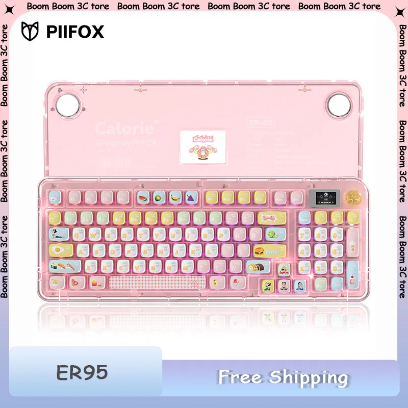 

PIIFOX ER95 Mechanical Keyboard 3mode Bluetooth Wireless Customized Transparent Body Long Endurance HIFI Gaming Keyboard Pc Gift