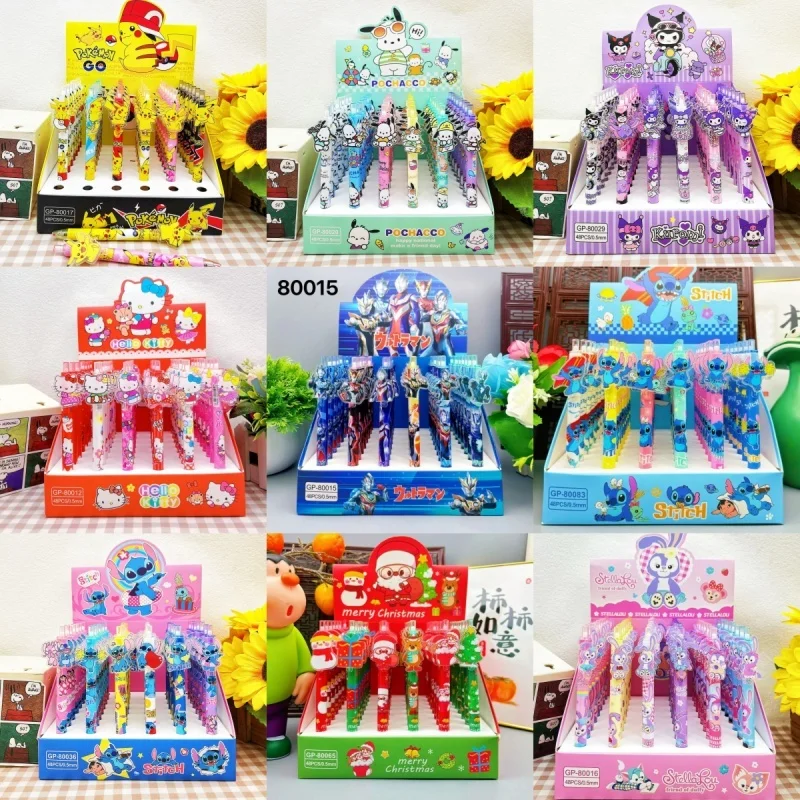 Disney Stitch 48Pcs Gel Pen Black 0.5mm Cartoon Kawaii Paster  New Cute Styling School Supplies Friends Write Birthday Gifts