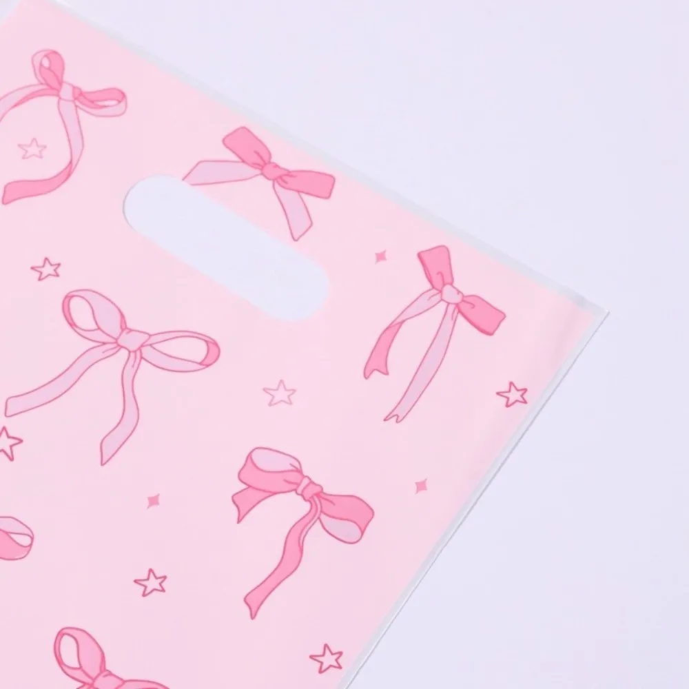 Bolsa de embalaje de regalo con lazo dulce, bolsa de almacenamiento de pastel de caramelo rosa grueso, bolsa de regalo de plástico Kawaii para Baby Shower, 10/25/50 Uds.