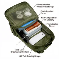 45L Tactical Travel Backpack Molle Large Capacity Multi Pocket Storage Bag Durable Wear Resistant Camping Hiking Trekking Bushcraft Daypack Heavy Duty Rucksack For Men Women Business Trips Mountain Climbing Daily Commute Luggage Bag 3