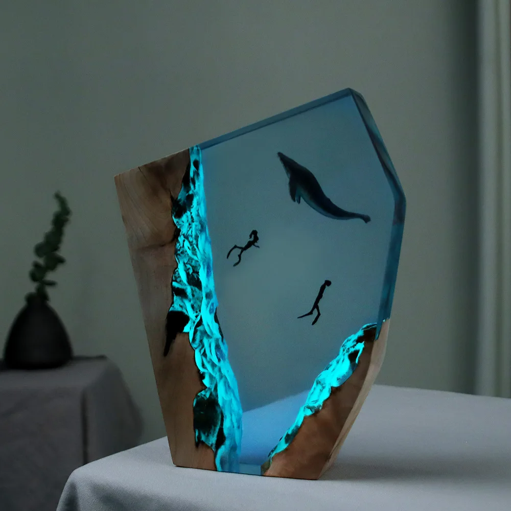 

Marine Organism Resin Lamp Creative Art Beautiful Night Light Craft Sea World Landscape Decoration USB Atmosphere Table Lamp