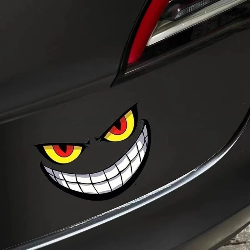

1pc Evil Smile Demon Face Sticker Waterproof Vinyl Decal for Motorcycle Gas Tank Side Panel Helmet Electric Bike Car Body Decor