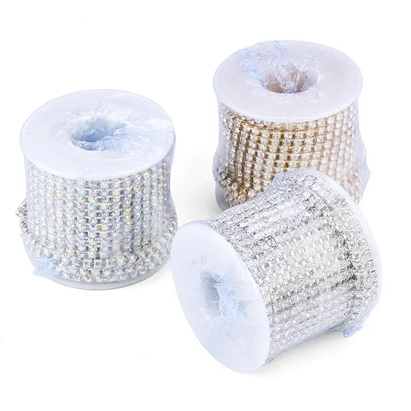 1Yard 10Yards/roll SS6-SS16 Glitter Crystal Rhinestone Chain Sew-On Glue-On For Clothes DIY Garment Accessories trim Cup Chain