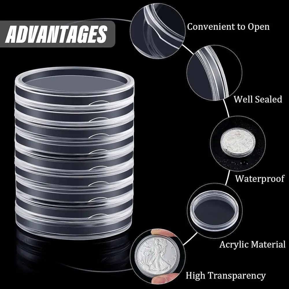 Coin Collecting Box Clear Coinning Capsules Plastic Coin Case Acrylic Coin Capsule Home