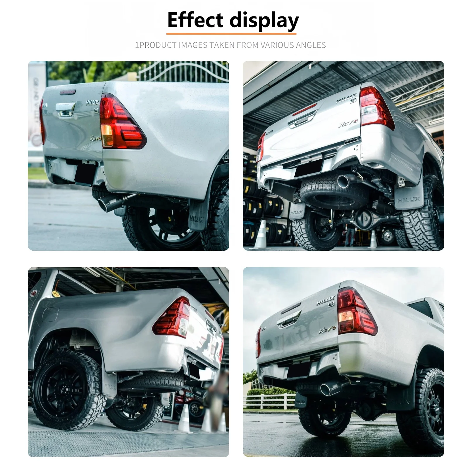 Cat Back Exhaust System for HKS Toyota Hilux Revo Single Carbon Fiber Tail Tip Muffler Exhaust Pipe Performance Exhaust System