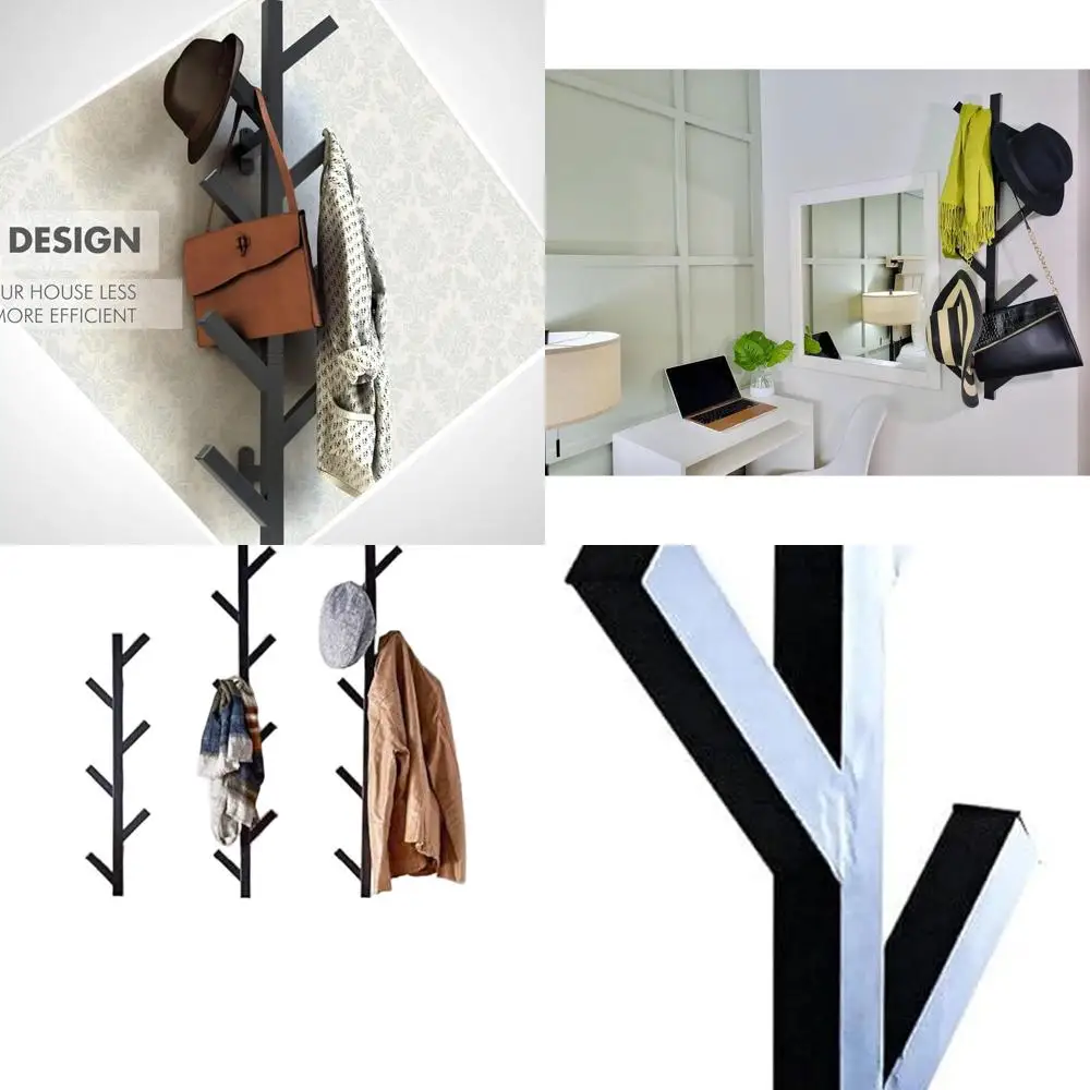 

Современная настенная подставка для пальто и шляп — гладкий черный