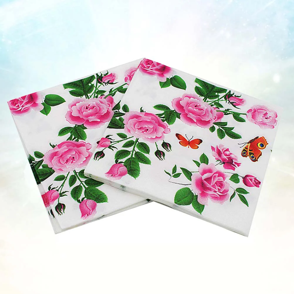 Guardanapos descartáveis Rose Pattern Tissue, Fontes do partido, 20 folhas