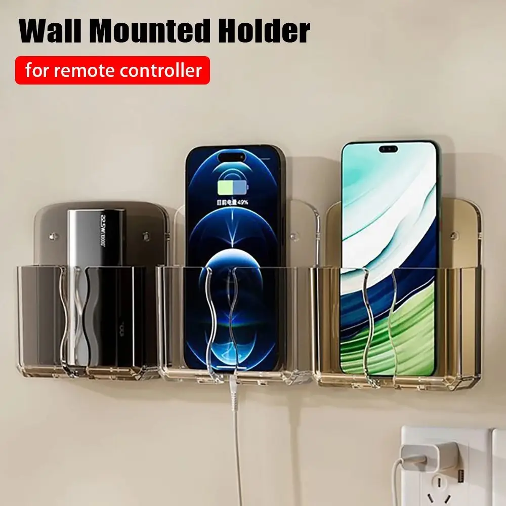 Durable Non Perforated Wall Mounted Remote Controller Holder Hanging Stand Air Conditioner Remote Holder Phone Charging Bracket