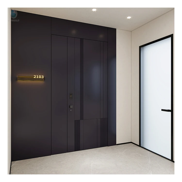Customizable Modern New Design Aluminum Front Door Black Outer Door for Homemade Aluminum Alloy Waterproofing