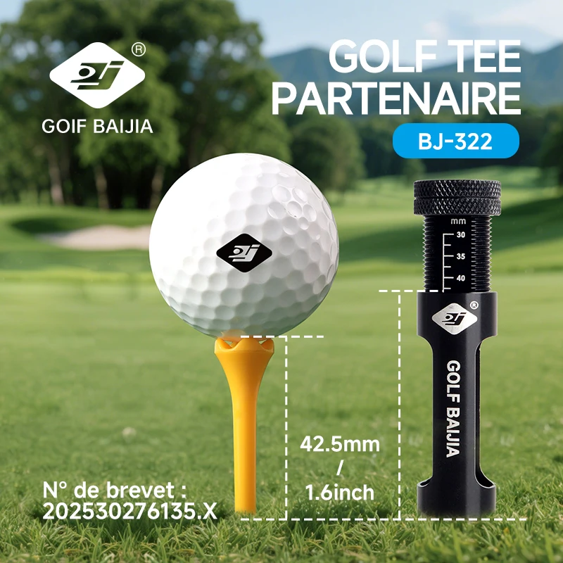Golf Tee Partner - Noir : Réglage de la hauteur du tee de golf pour une meilleure portée de la balle.