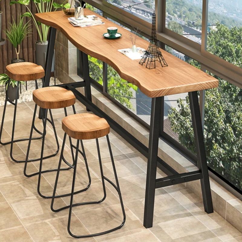 Coffee High Bar Tables Restaurant Cocktail Nordic Balcony Dining Tables Rectangular Wooden Muebles De Cocina Furniture ZT50BT