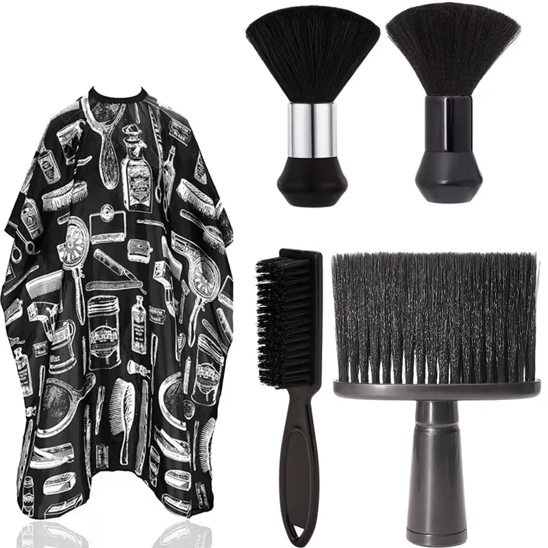 Barber Cape Set Retro Print Waterproof Hair Cutting Cape with Neck Duster Brush & Hair Brush, Professional Hairdressing Salon Barber Tools Kit for Barbershop Home Haircut