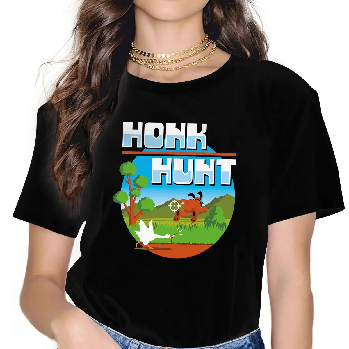 Honk Hunt Cute Girls Women T-Shirt Untitled Goose Game Blusas Harajuku Casual Short Sleeve Vintage Tops