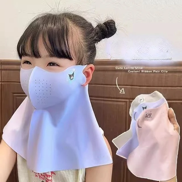 Miniso Children's Mask Class A Ice Wire Sunscreen Mask Outdoor UV rays 3D Face Protection and Cooling Feeling with Eyes