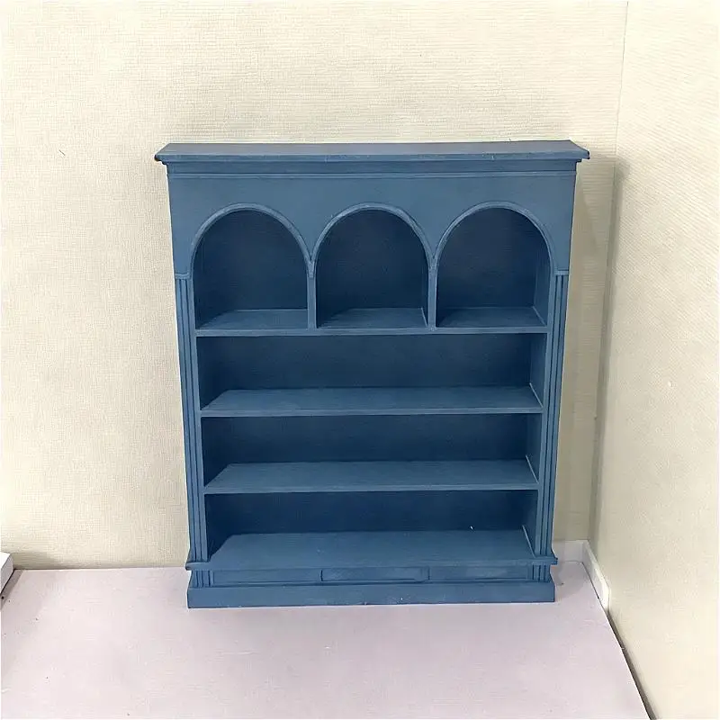 Retro 1:12ratio Arched Storage Cabinet Open Display Shelf Mini Model of Dollhouse Display Rack Arrangement Storage Cabinet Decor