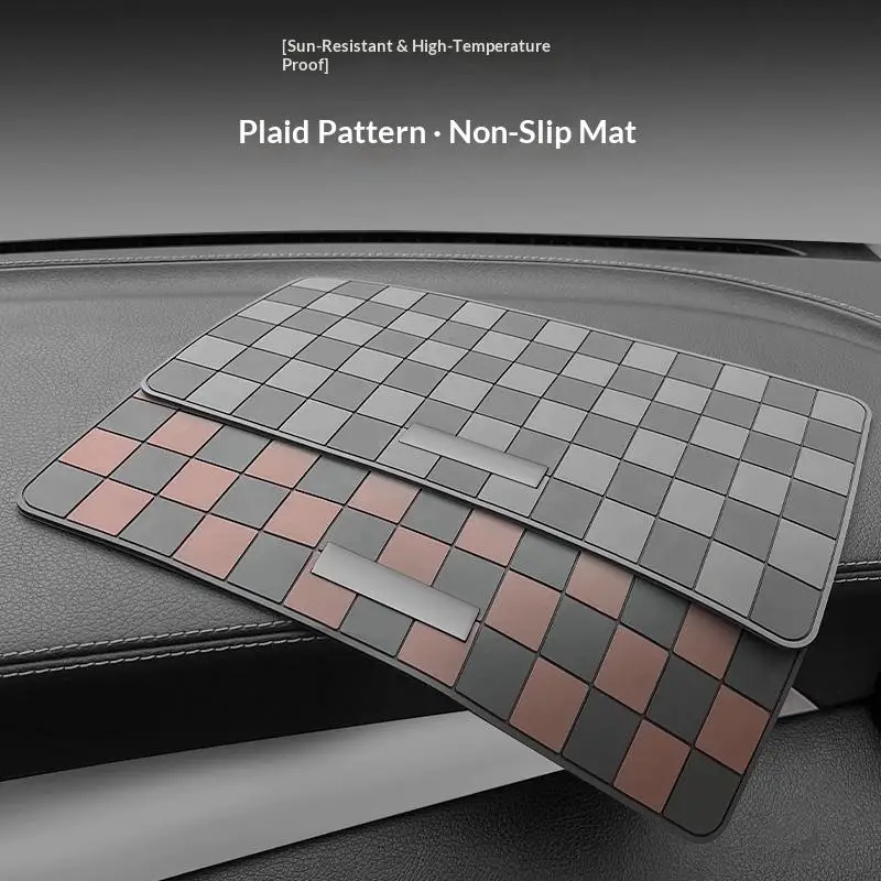 Car Dashboard Anti Slip Mat, Grid Pattern Non Slip Pad Sticky Mat for Phone Keys Small Items Car Interior Decoration