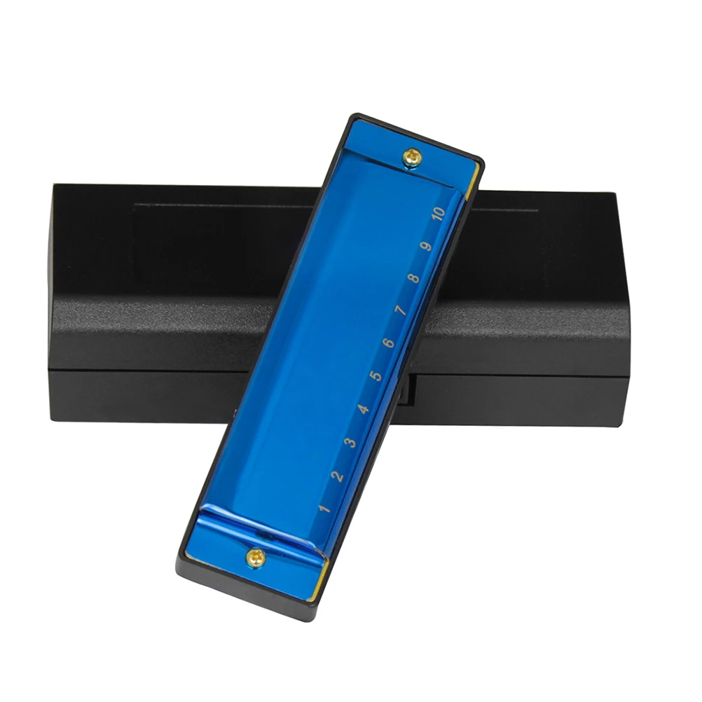 

10 Holes Tones Harmonica Musical Instrument Blue Plastic Harmonica For Beginner Box Beginner Professional Mini Mouth Organ