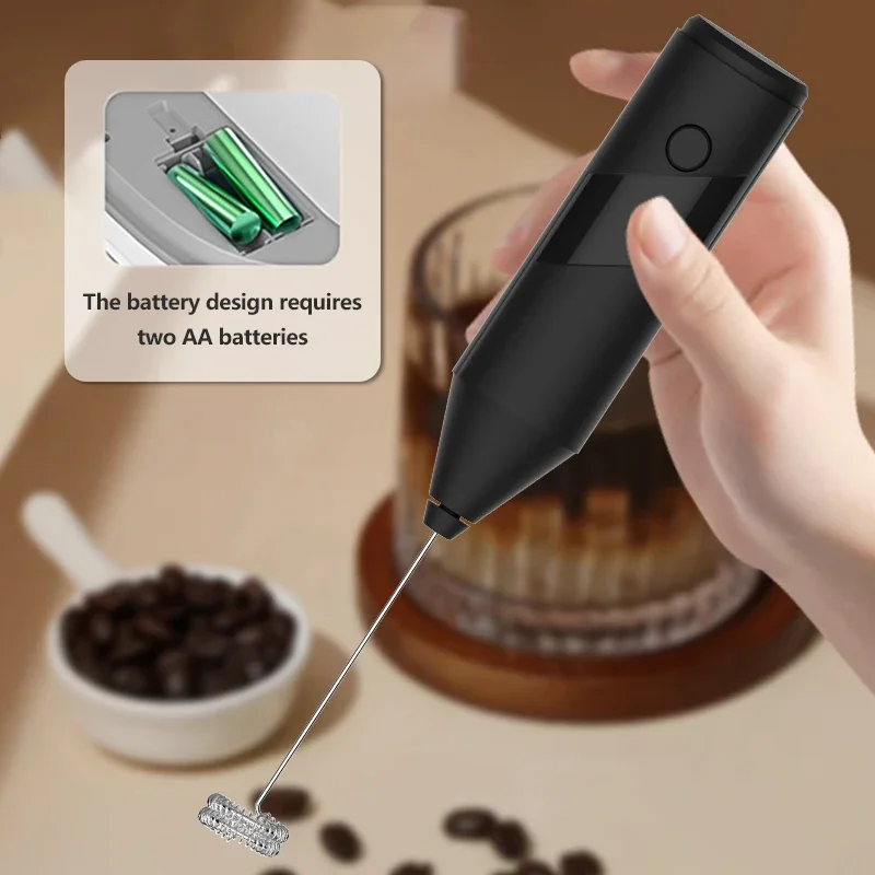 Wireless Milk Frother Electric Handheld Dry Battery Powered Blender Mini Coffee Maker Whisk Mixer For Coffee Cappuccino Cream