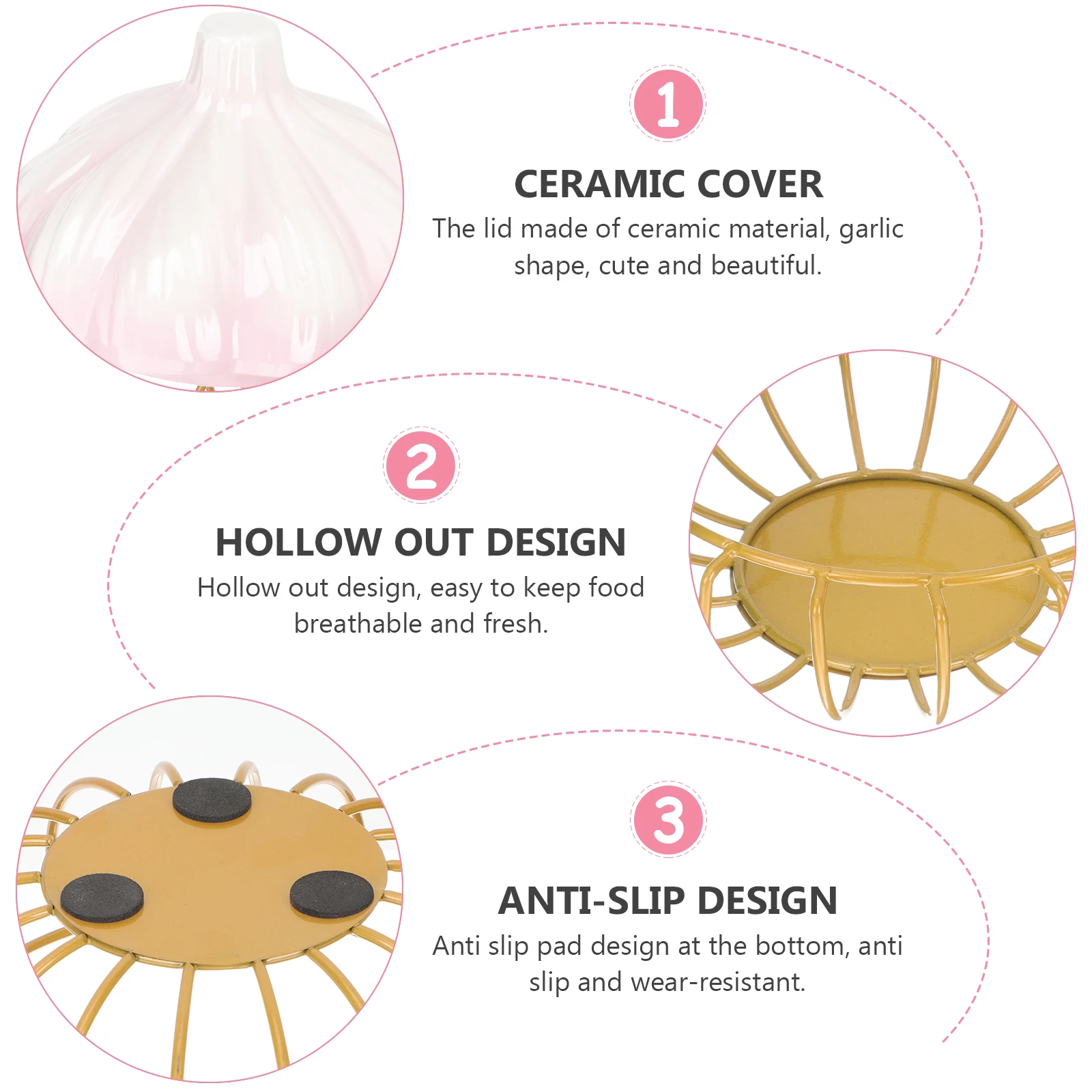 

Rustproof Stainless Steel Garlic Storage Basket Ceramic Fruit Bowl Kitchen Home Accessory Garlic Keeper Egg Container Vegetable