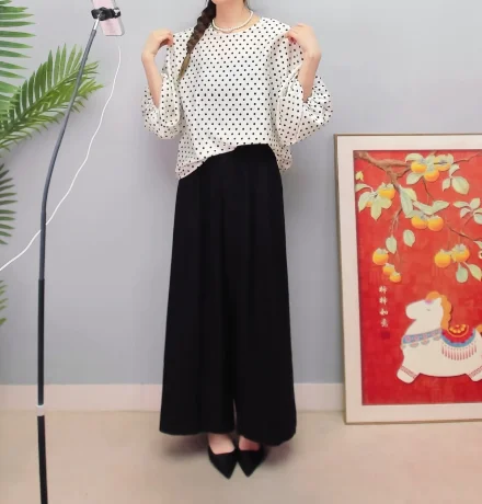 

Женская футболка TAJIYANE из 93% натурального шелка тутового шелкопряда, 19 мм, повседневная, в горошек, с рукавами «летучая мышь», летний топ, женская одежда 2026