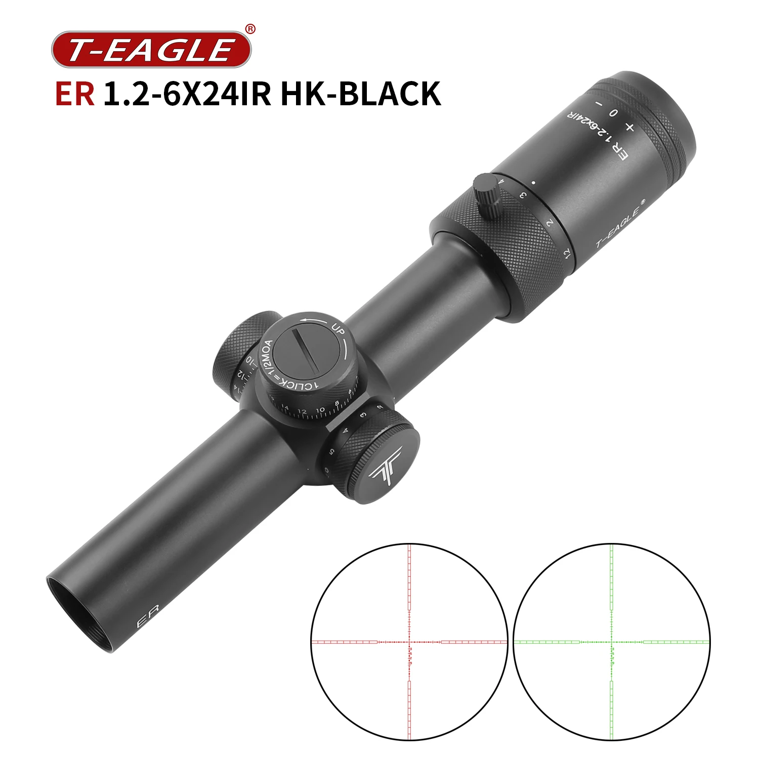 T-Eagle ER 1.2-6X24IR HK Optics Rifle Scope   Hunting Riflescope Optical Aim Collimator Tactical Gun Sight Red Green Illuminaton