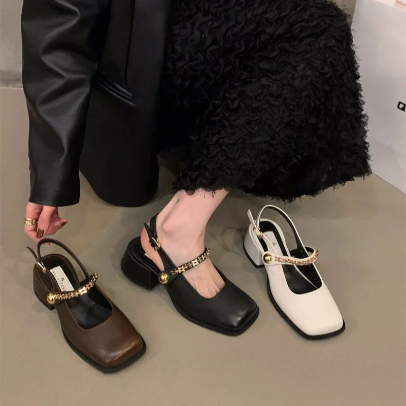 

Французские туфли на толстой подошве, весенне-летние туфли Мэри Джейн, женские одинарные туфли в стиле ретро