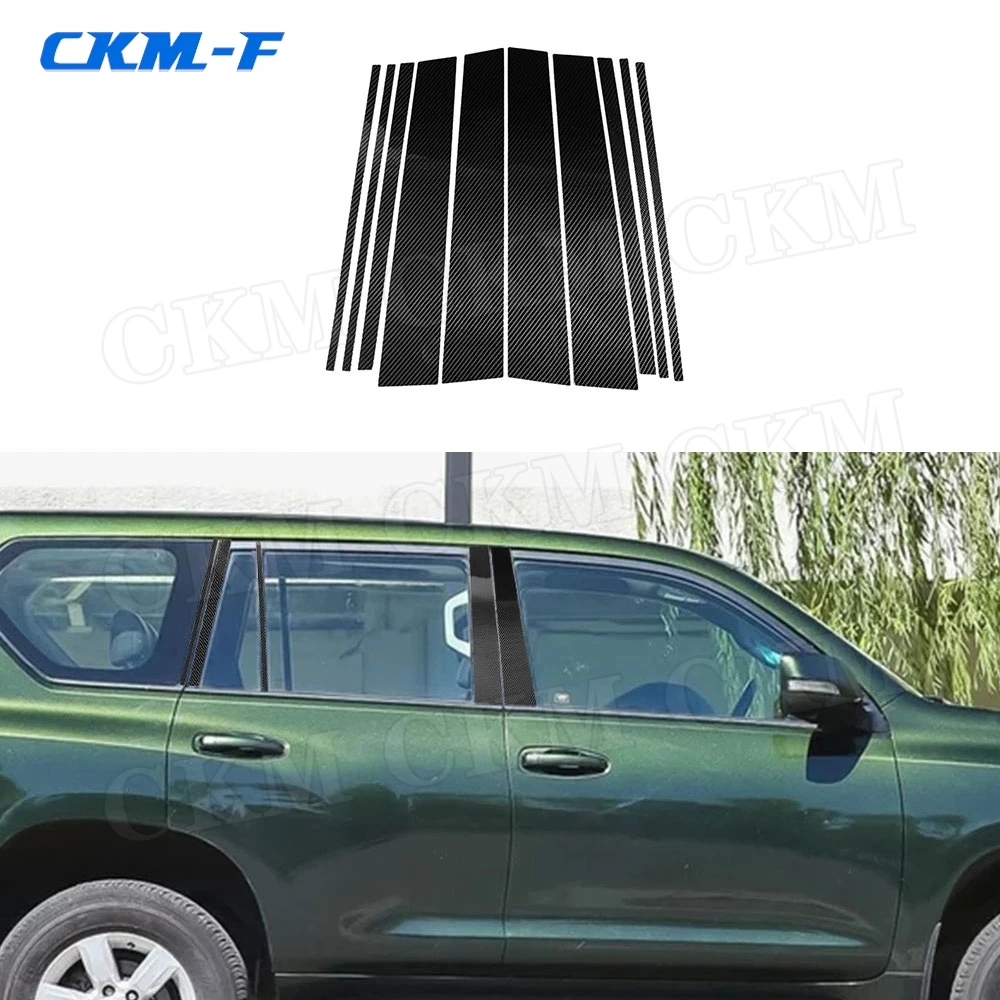 Carbon Fiber Car Side Window Column B C Pillar Trim Cover Strip Stickers For Toyota Land Cruiser Prado 2010-2018 Car Accessories