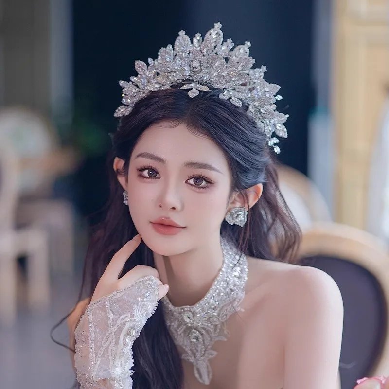 Y Роскошный, элегантный и изысканный свадебный головной убор с короной, красивые серьги принцессы, аксессуары для свадебного стиля