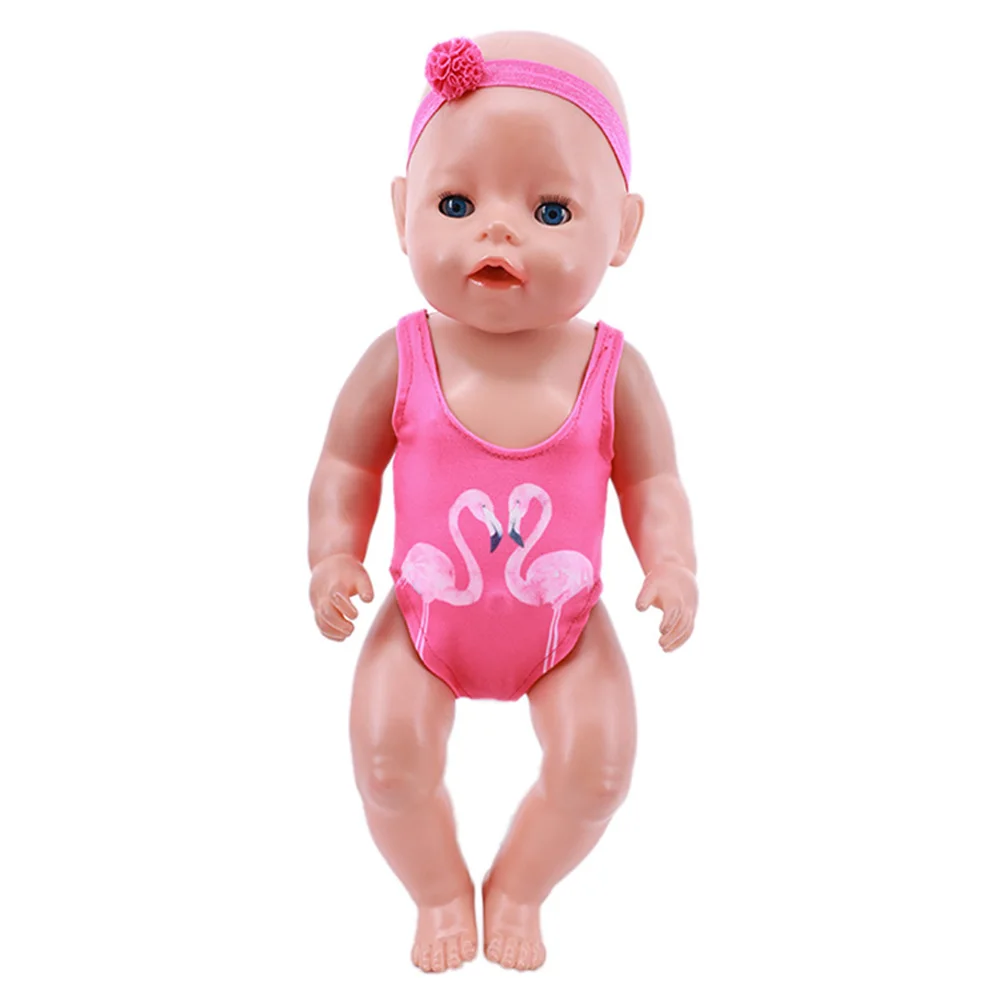 Head Flower Swimsuit Fish Scale Style For 43Cm Baby Items&18Inch American Doll Girl,Generation Born Baby Accessories For Clothes