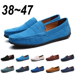 Suede Leather Designer Luxury Brand Smile Mens Casual Formal Loafers Slip On Moccasin Flats Footwear Male Driving Shoes for Men