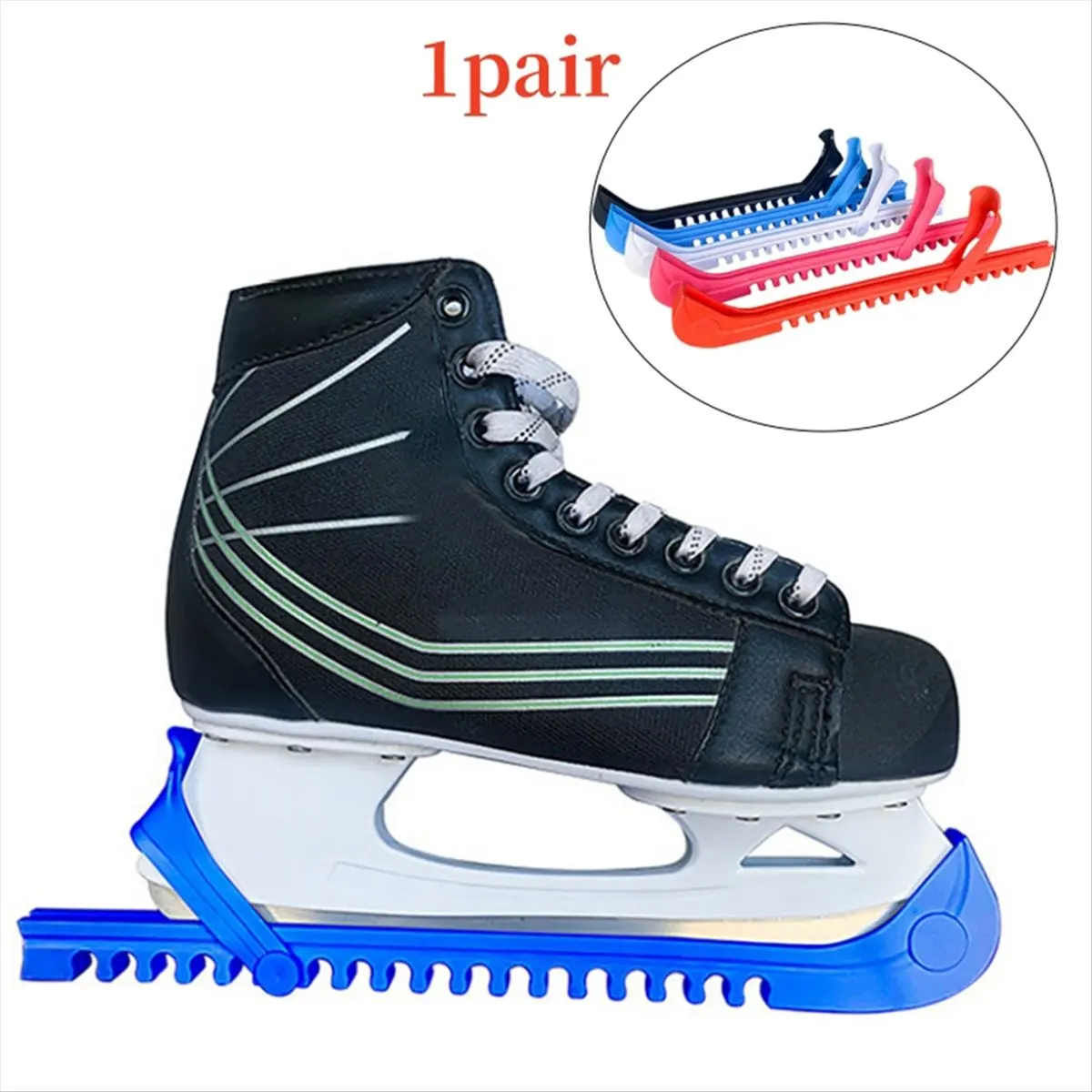 ABYB 1Pair Ice Skates Skating Blades Protector Shoes Guards Practical Covers Adjustable Protective Case Blade Sleeve-Black