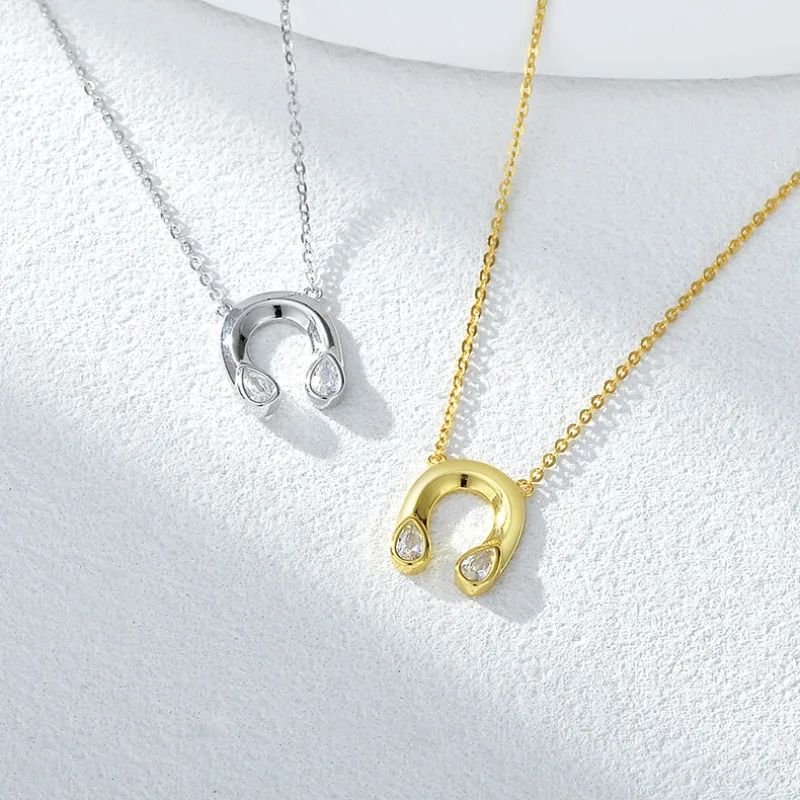 

TIMESWIND Fashion S925 Silver U-shaped Zircon Horseshoe Pendant for Women Necklace