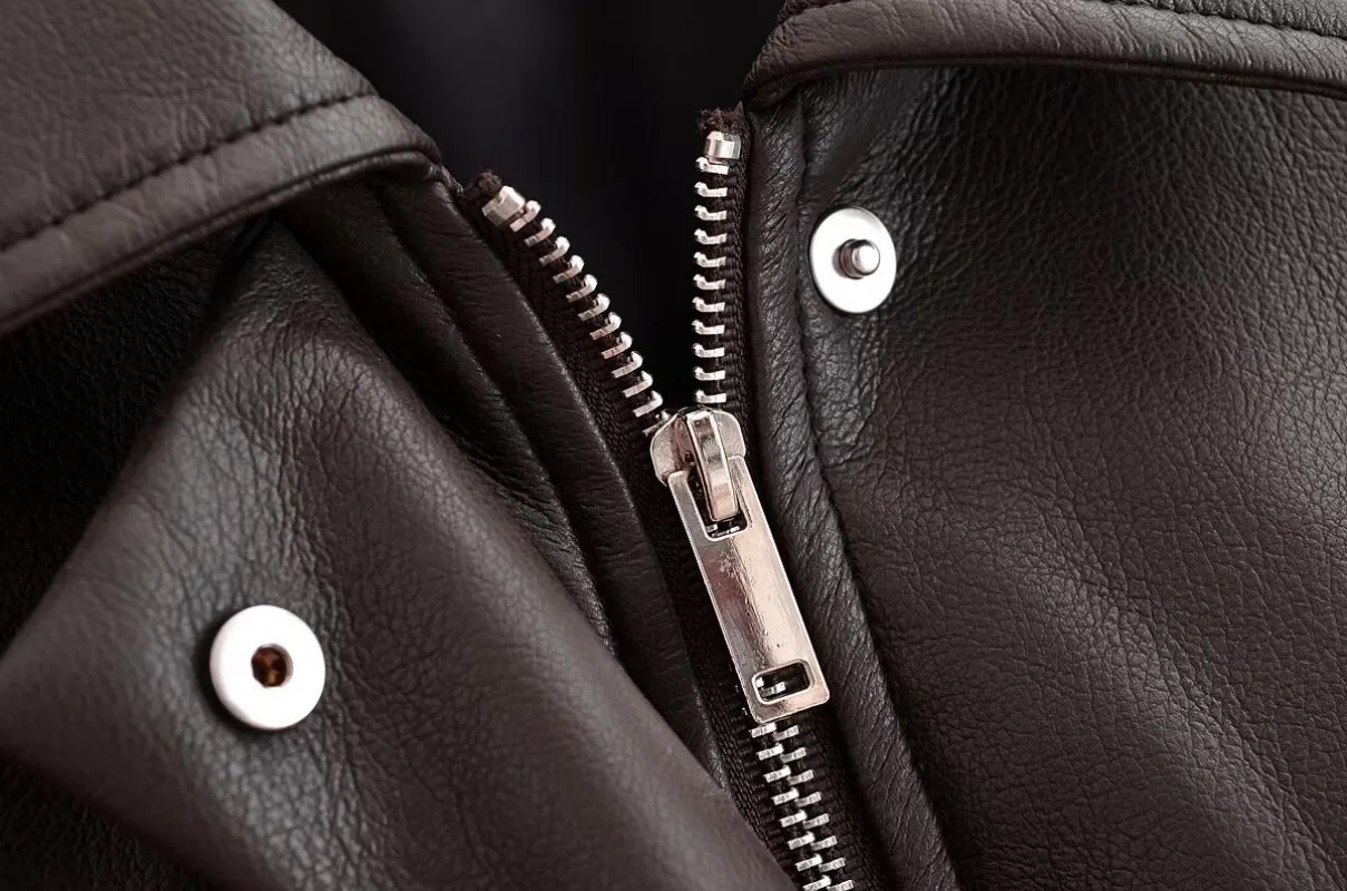 Tidalyf 2025 سترة نسائية جلدية منفوخة بياقة على شكل طية صدر وأكمام طويلة وسحاب أمامي وجيب مخفي بحاشية مرنة ملابس خارجية أنيقة غير رسمية #3